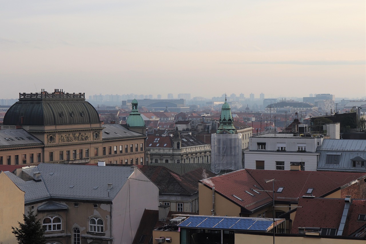 Street in the center of Zagreb, the capital of Croatia